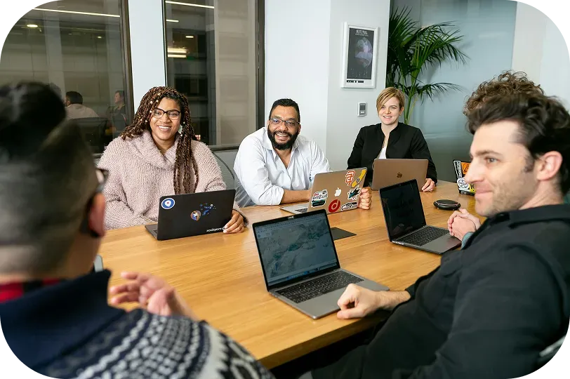 Team collaborating in a meeting room